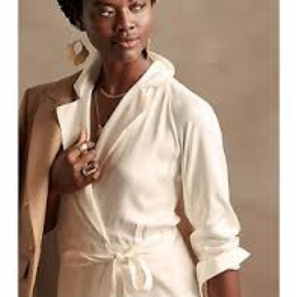 Banana Republic White Satin Wrap Dress
